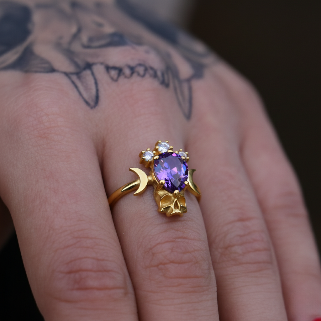 Moon Goddess Death Tanzanite 925 Silver Ring