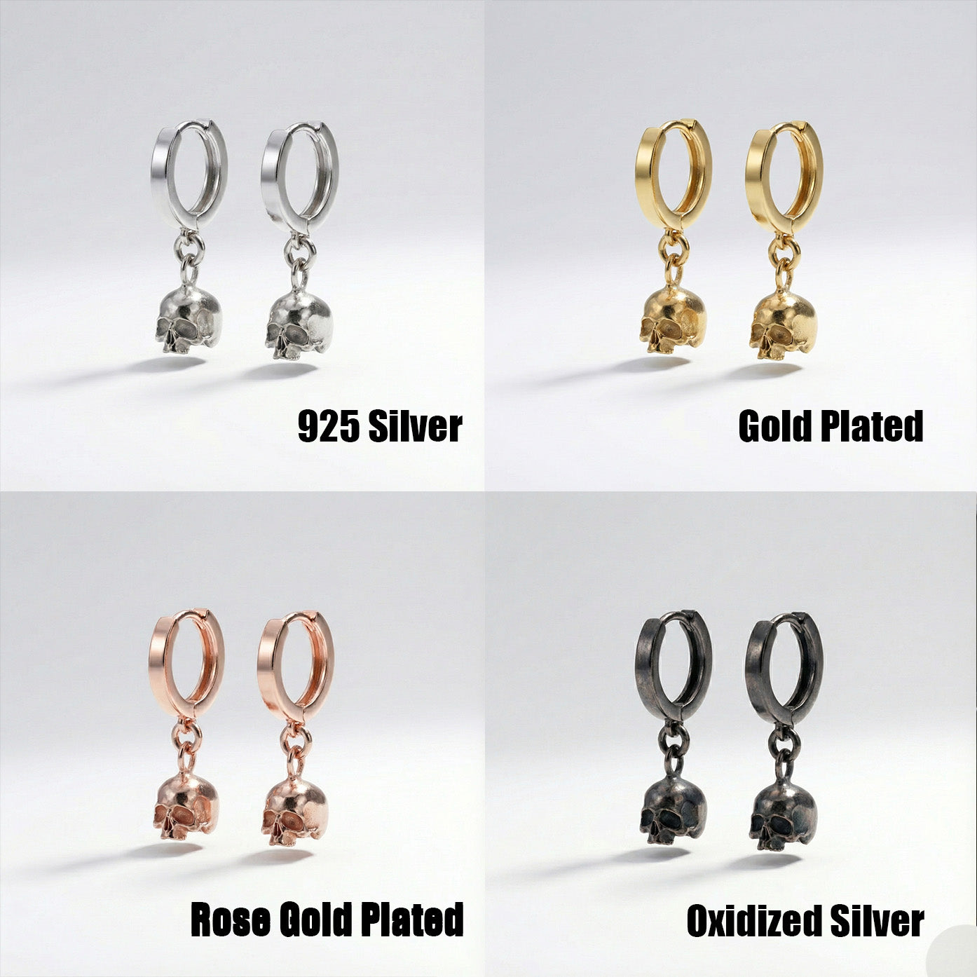 Mini Mini Skull 925 Silver Earrings