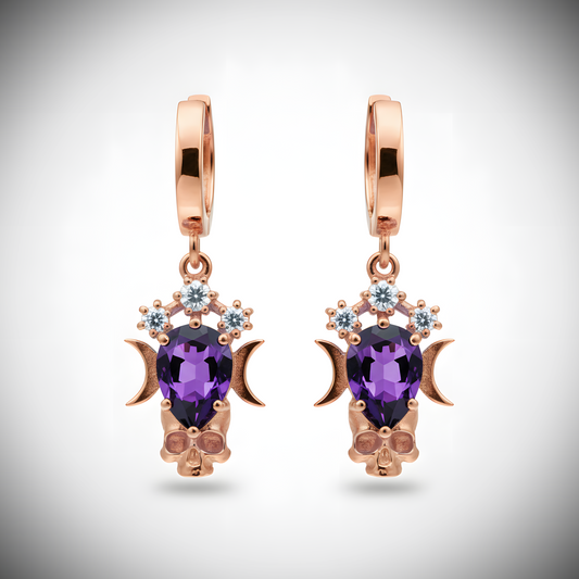 Skull and Moon Küpe (Tüm Taş ve Maden Seçenekleri)