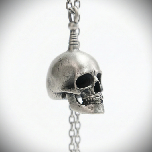 Handmade Bronze Skull Necklace