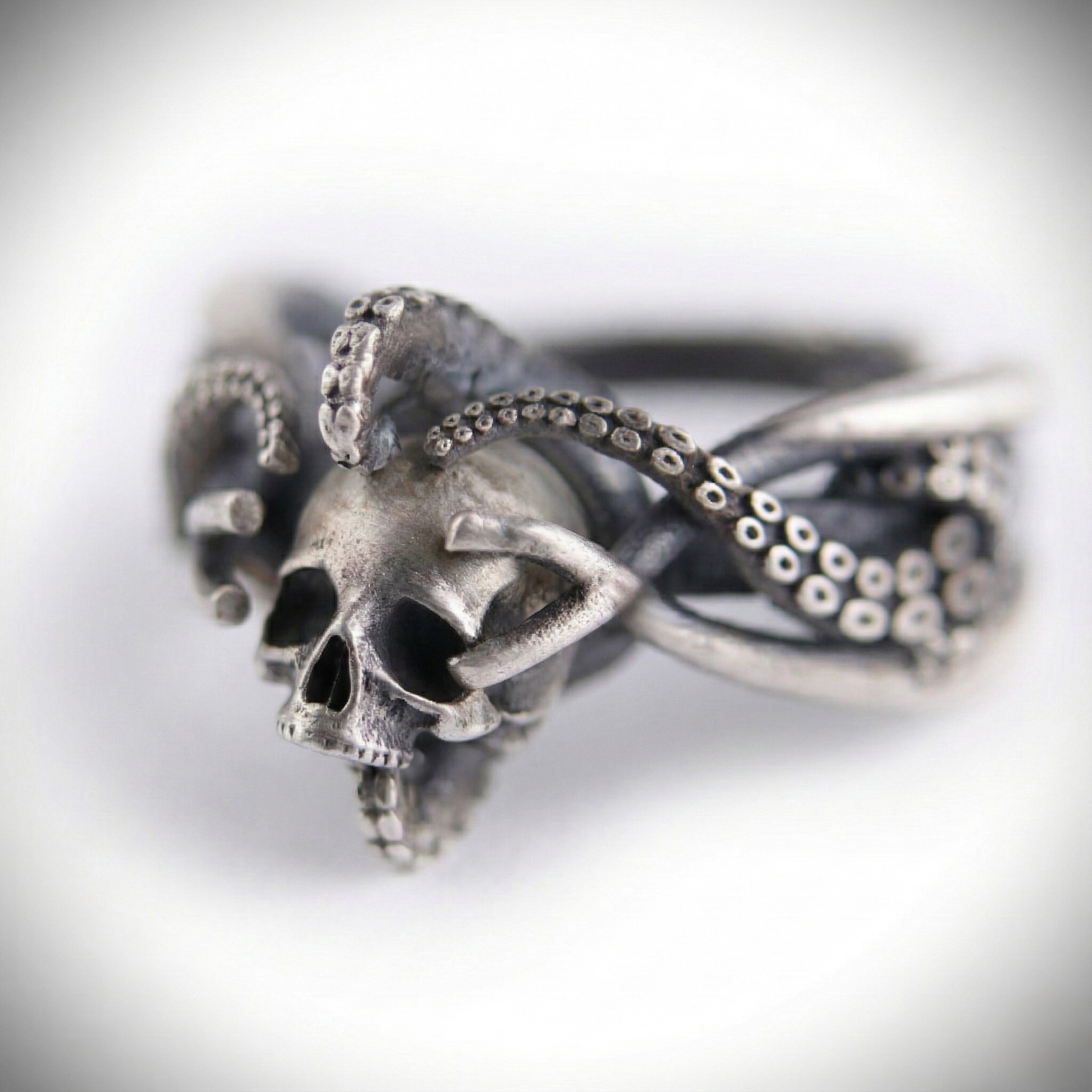 Amber Octopus 925 Silver Ring