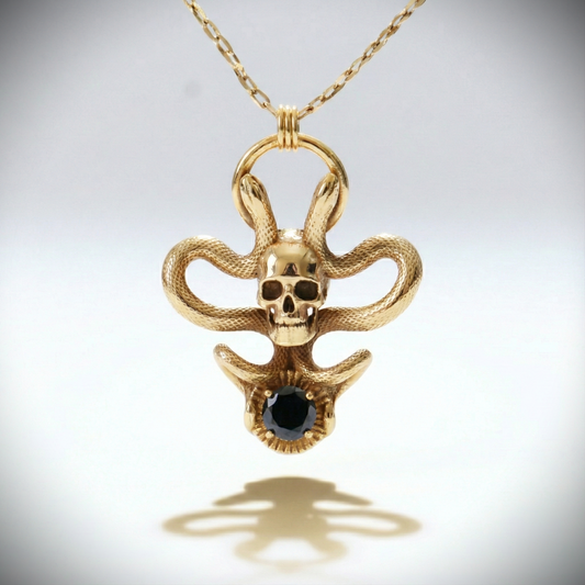 Memento Mori and Snake Amethyst Necklace