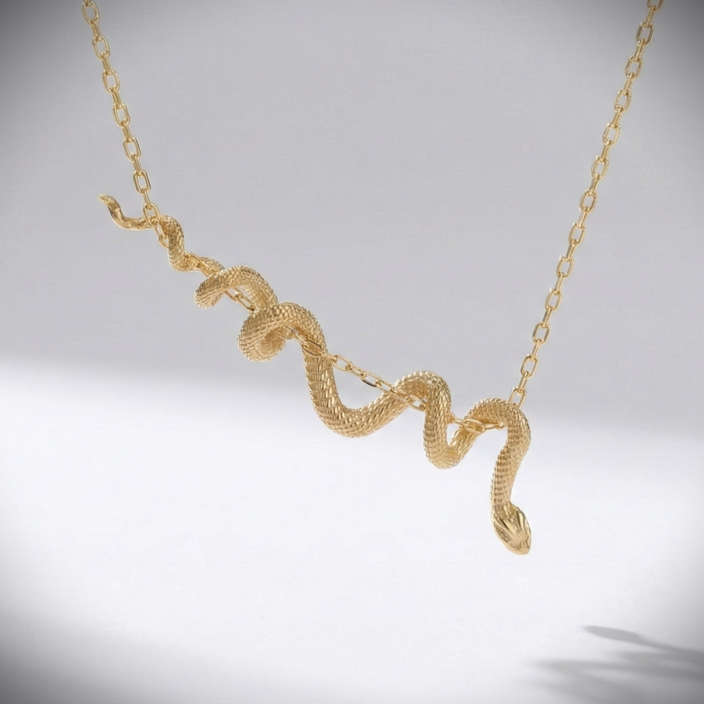 Coiled Snake 925 Silver Rose Gold Plated Necklace