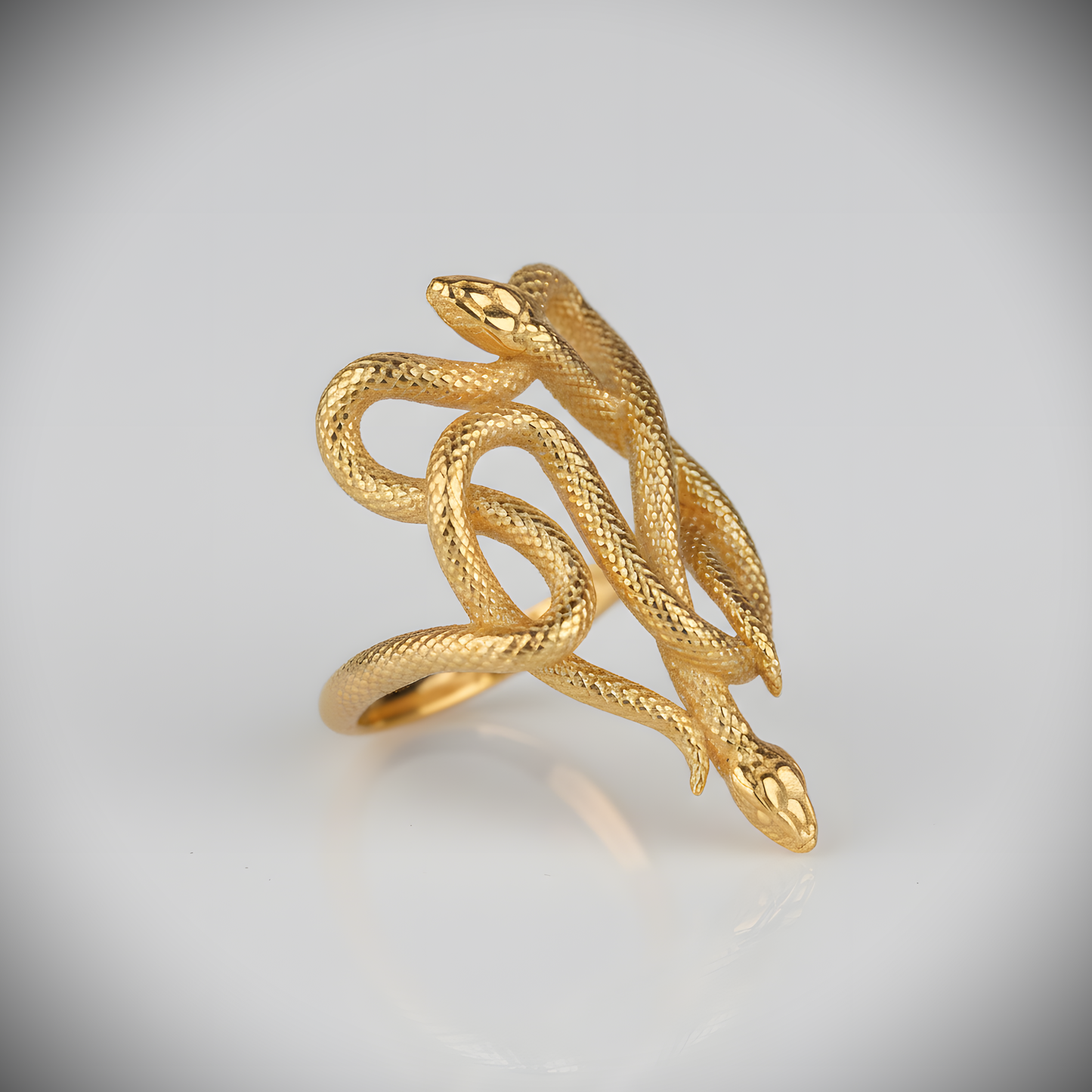 Yılan Altın Kaplama 925 Gümüş Yüzük (Tüm Maden Seçenekleri)