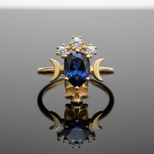Moon Goddess Death Tanzanite 925 Silver Ring