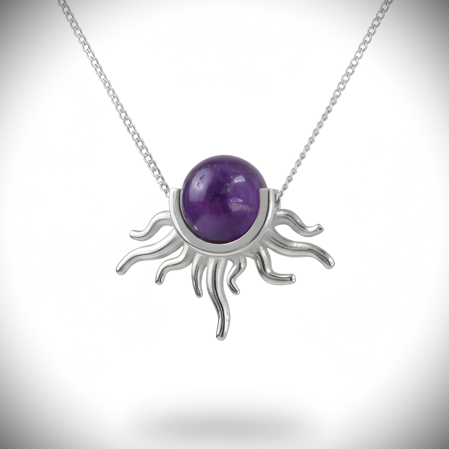 Güneş Ametist Kolye (Tüm Taş ve Maden Seçenekleri)