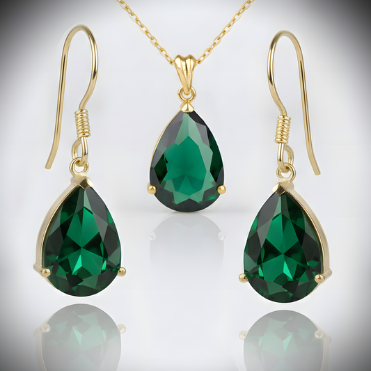 Drop Emerald 925 Silver Necklace