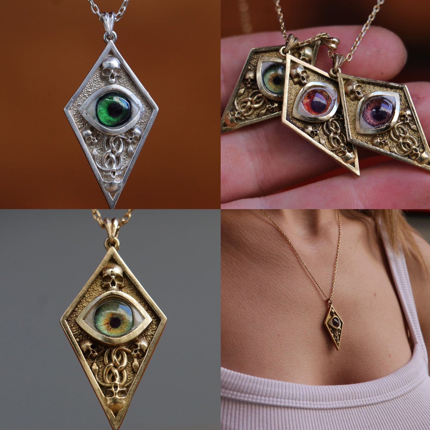 Hazel Eye Large 925 Silver Necklace