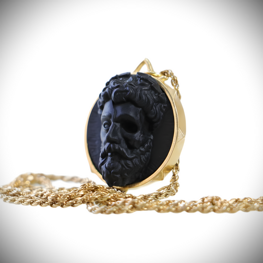 Marble Lion 925 Silver Gold Plated Necklace