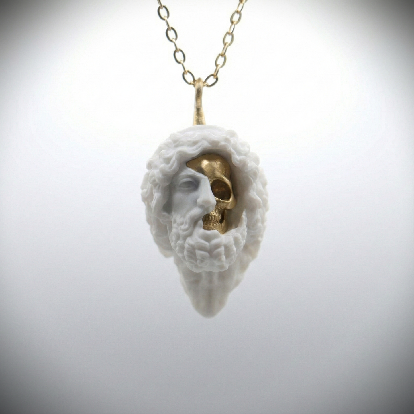 Marble Lion 925 Silver Gold Plated Necklace