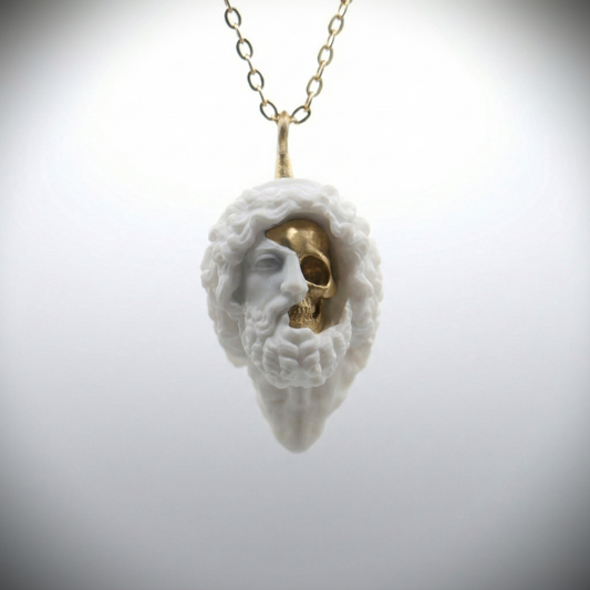 Marble Lion 925 Silver Gold Plated Necklace