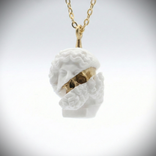 Marble Lion 925 Silver Gold Plated Necklace