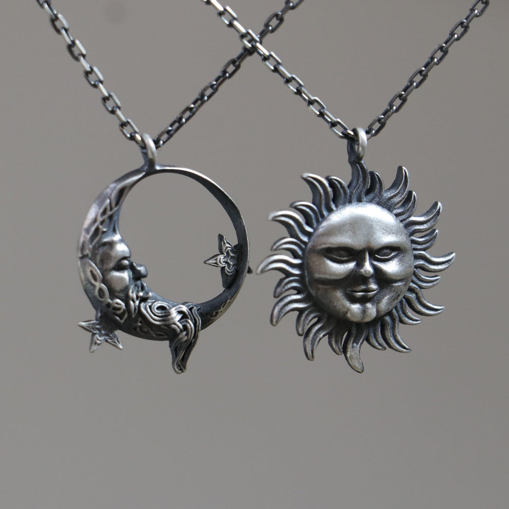 Sun and Moon 925 Silver Couple Necklace – Moko Art Design